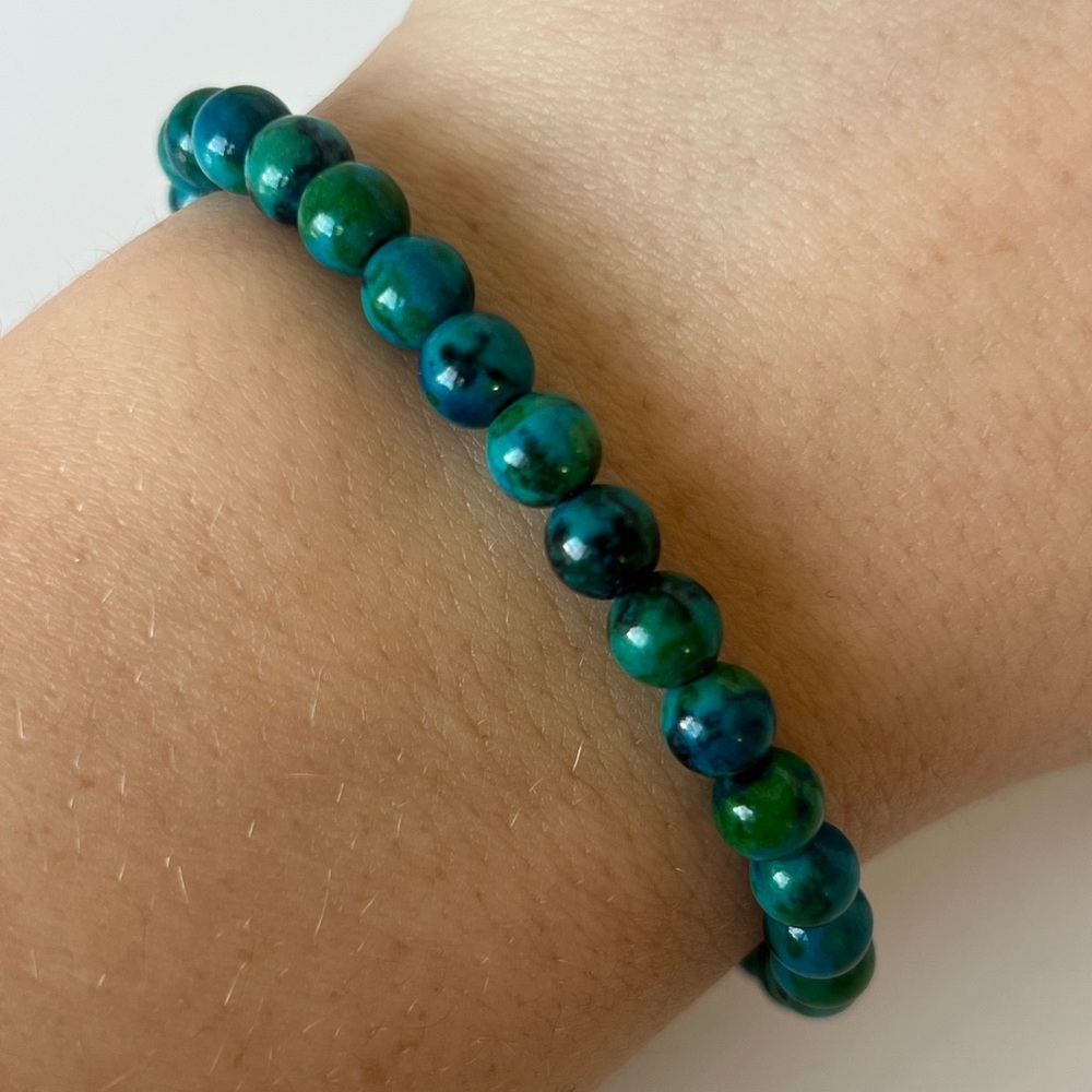 Royal Blue Tiger Eye Beaded Stretch Bracelet 7in